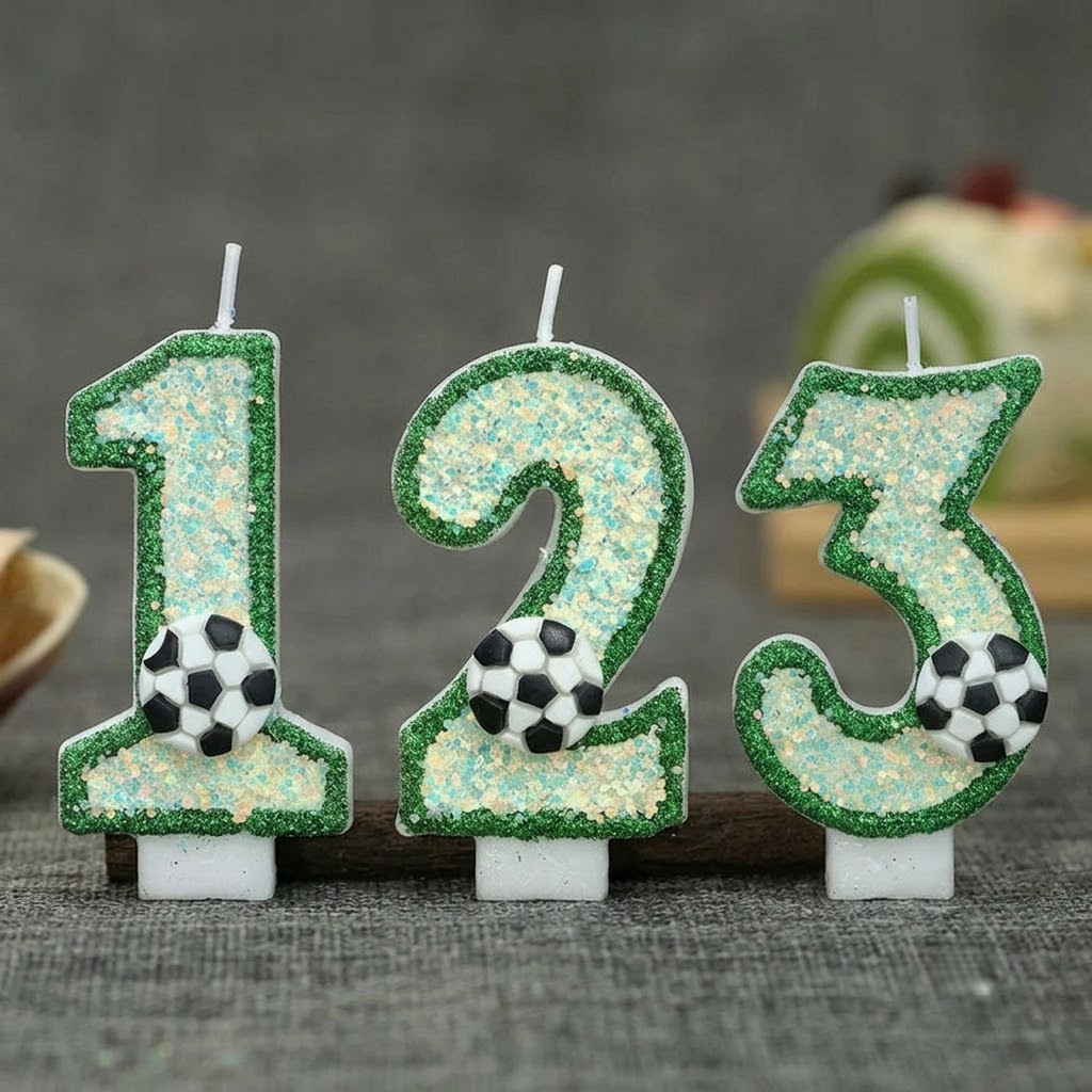 Candle Making Things - 3D 축구 숫자 양초 0-9 그린