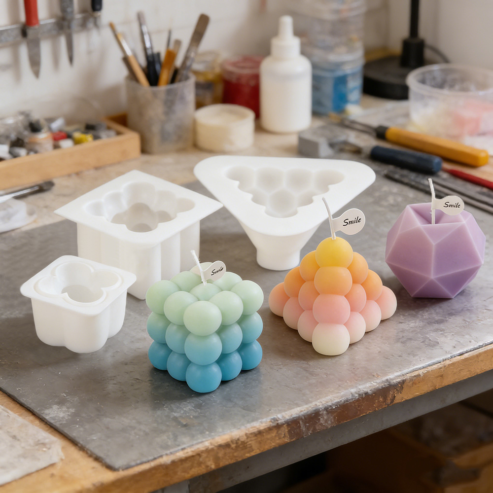 Candle Making Kit Diy - 3D 버블 큐브 실리콘 캔들 몰드