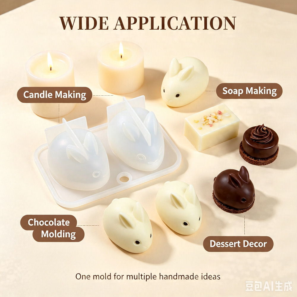 3D 미니 토끼 실리콘 몰드 식품 등급 2구 토끼 모양 - Candle Making Things 리뷰 및 가격