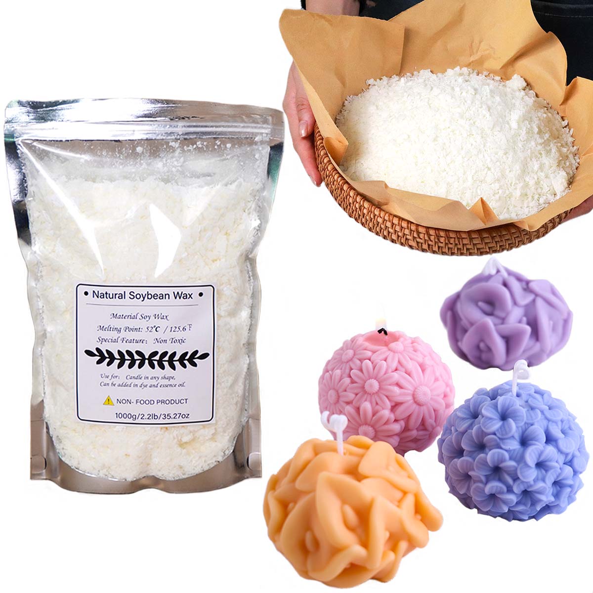100/250/500/1000g 천연 소이 왁스 플레이 - Candle Making Kit Diy 리뷰 및 가격