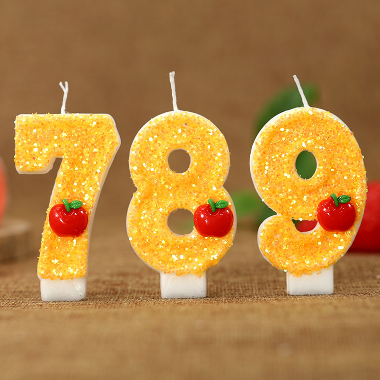 빨간 사과 모양의 신선한 노란색 디지털 생일 양초 -  - Candle Making Things 리뷰 및 가격