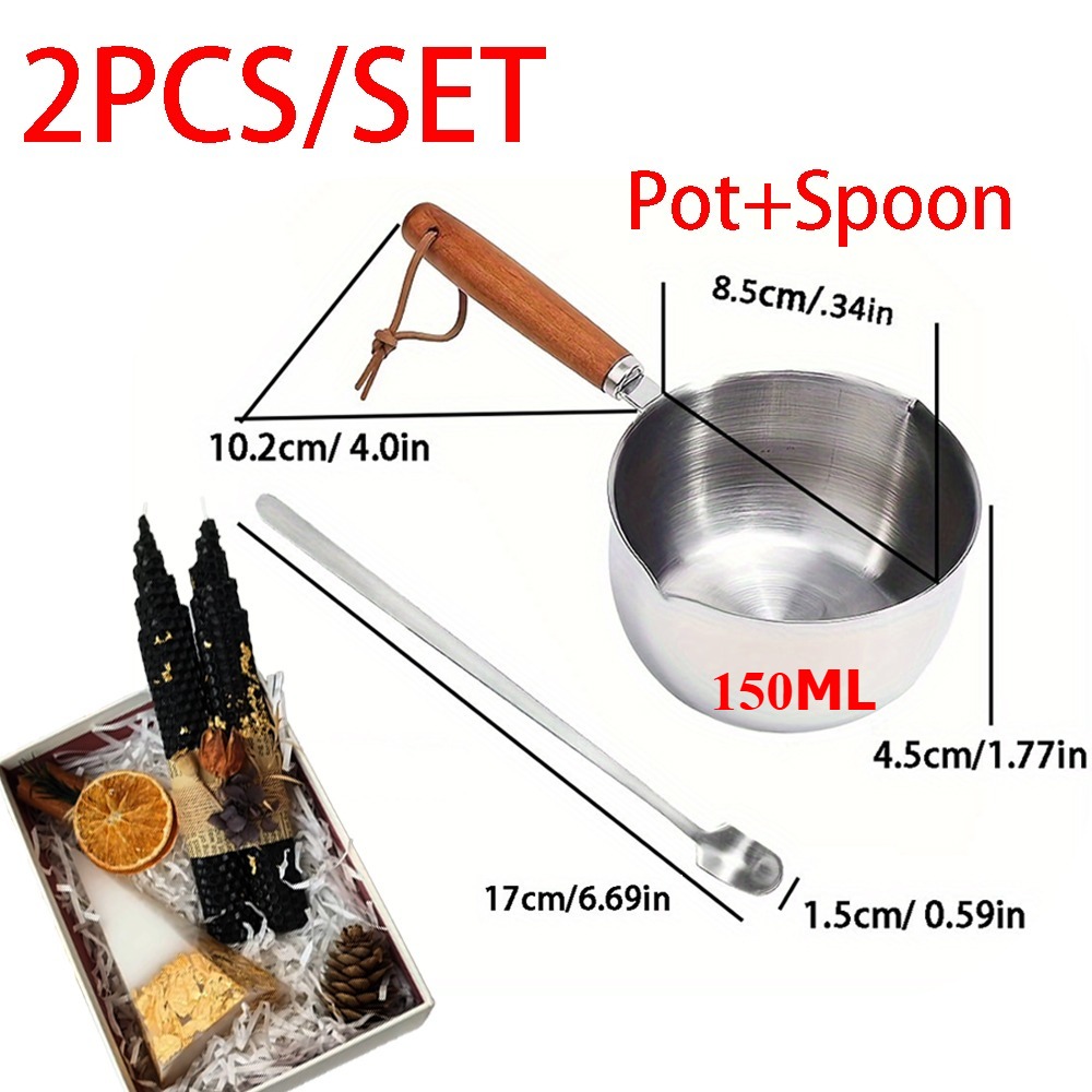 2개 세트 나무 손잡이 왁스 녹이는 냄비와 교반용 스푼 - Candle Making Kit Diy 리뷰 및 가격