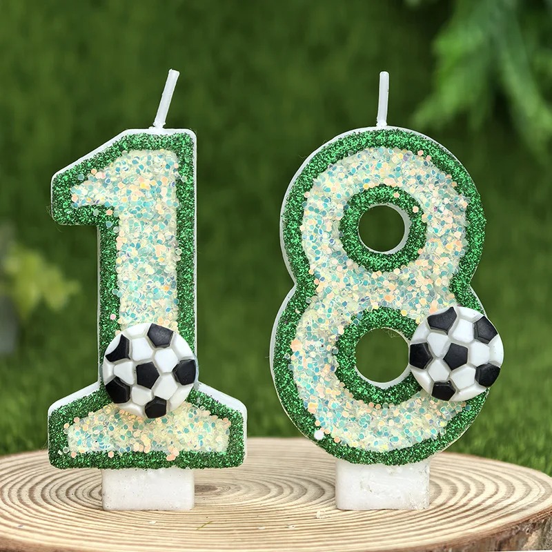 3D 축구 숫자 양초 0-9 그린 글리터 풋볼 케이크  - Candle Making Things 리뷰 및 가격